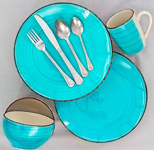 Coffee Mug Ceramic Set Of Four Turquoise Blue Royal Norfolk With Swirl Design