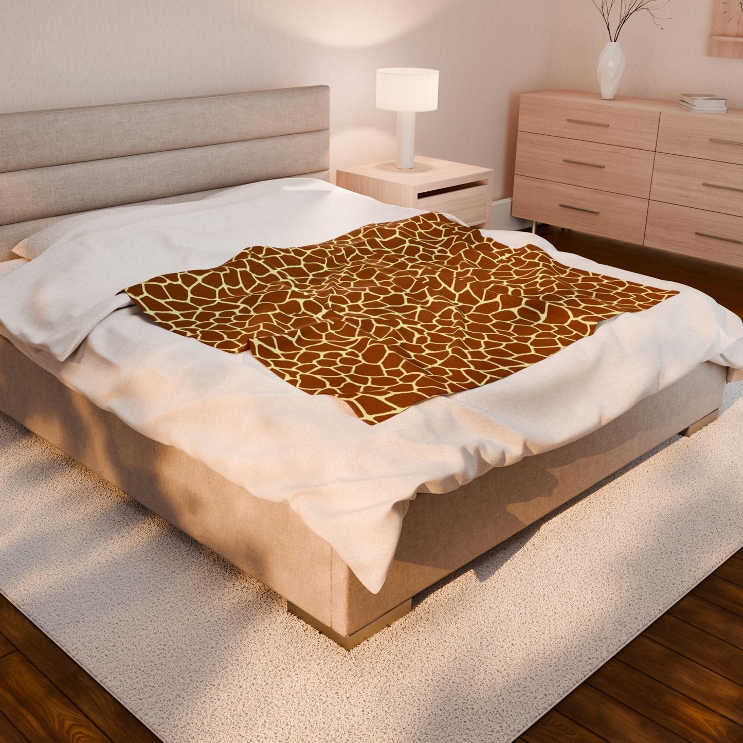 Giraffe Print - Cozy Velveteen Plush Blanket