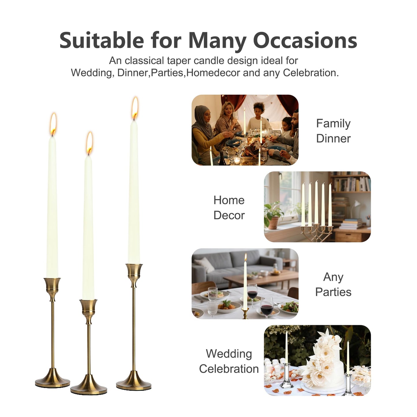 Taper Candles - 10in - White