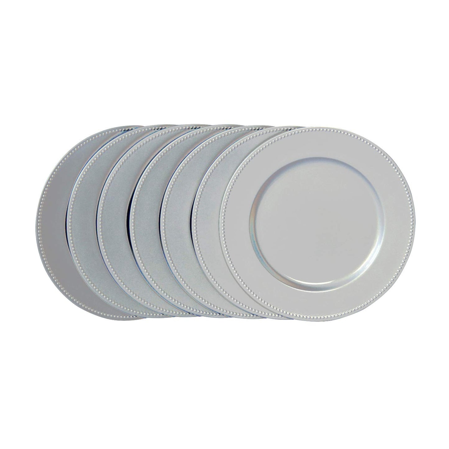 Beaded Plastic Charger Plates - Silver - Set of 12