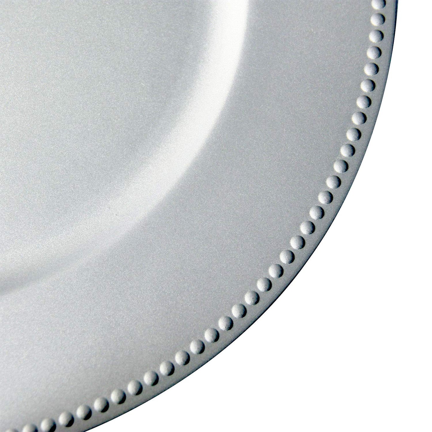 Beaded Plastic Charger Plates - Silver - Set of 12