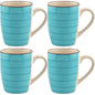 Coffee Mug Ceramic Set Of Four Turquoise Blue Royal Norfolk With Swirl Design