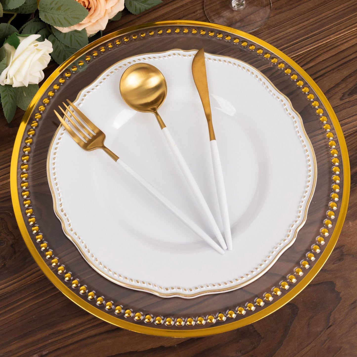 Table Cloths Factory Beaded Charger Plates - 13in - Set of 6