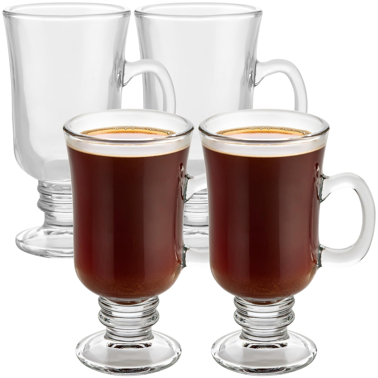 PARNOO Irish Coffee Mugs - 8 oz - Set of 4