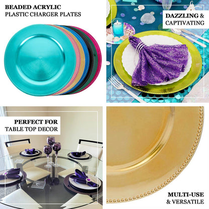 Table Cloths Factory Beaded Charger Plates - 13in - Set of 6