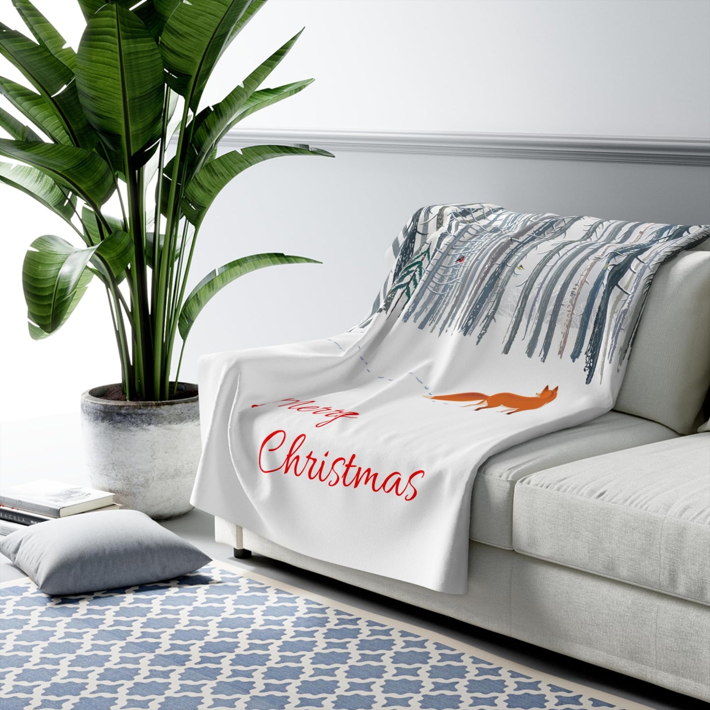 Festive Fox - Sherpa Fleece Blanket