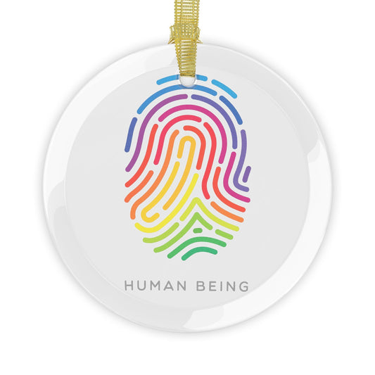 Human Being Fingerprint - Glass Ornament