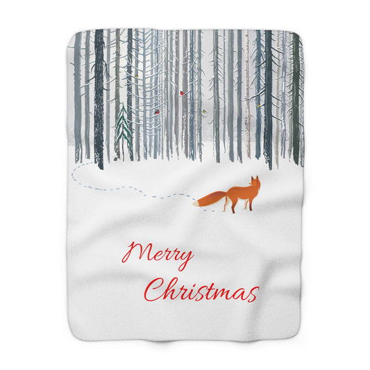 Festive Fox - Sherpa Fleece Blanket