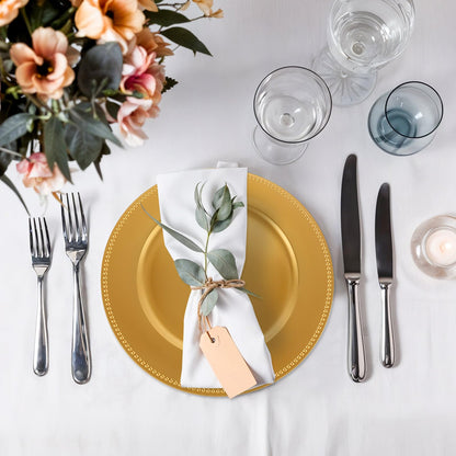 Plastic Gold Charger Plates 13" - 12 Set