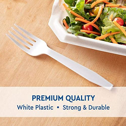 Member's Mark Heavyweight White Plastic Disposable Forks