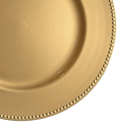 Beaded Plastic Charger Plates - Silver - Set of 12