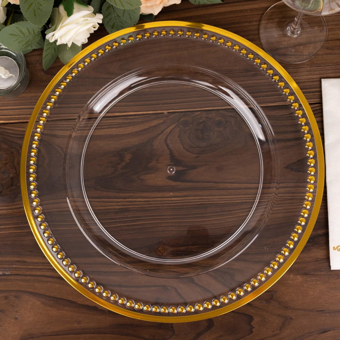 Table Cloths Factory Beaded Charger Plates - 13in - Set of 6