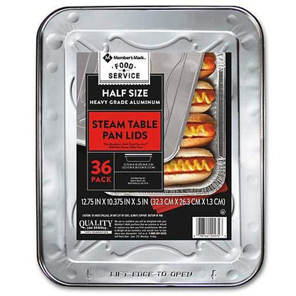 Member's Mark Aluminum Steam Table Pans and Lids Bundle, Half Size (36 ct.)