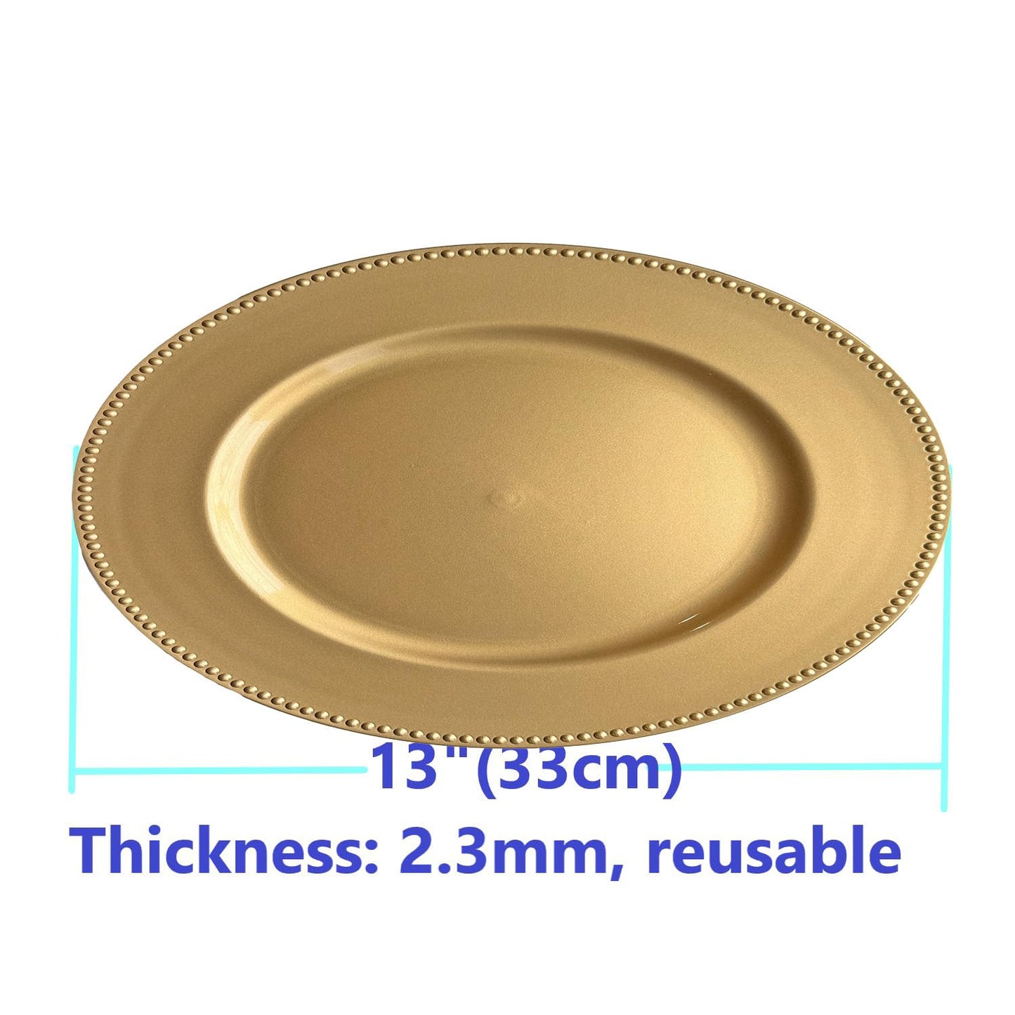 Beaded Plastic Charger Plates - Silver - Set of 12