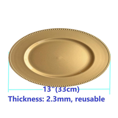 Beaded Plastic Charger Plates - Silver - Set of 12