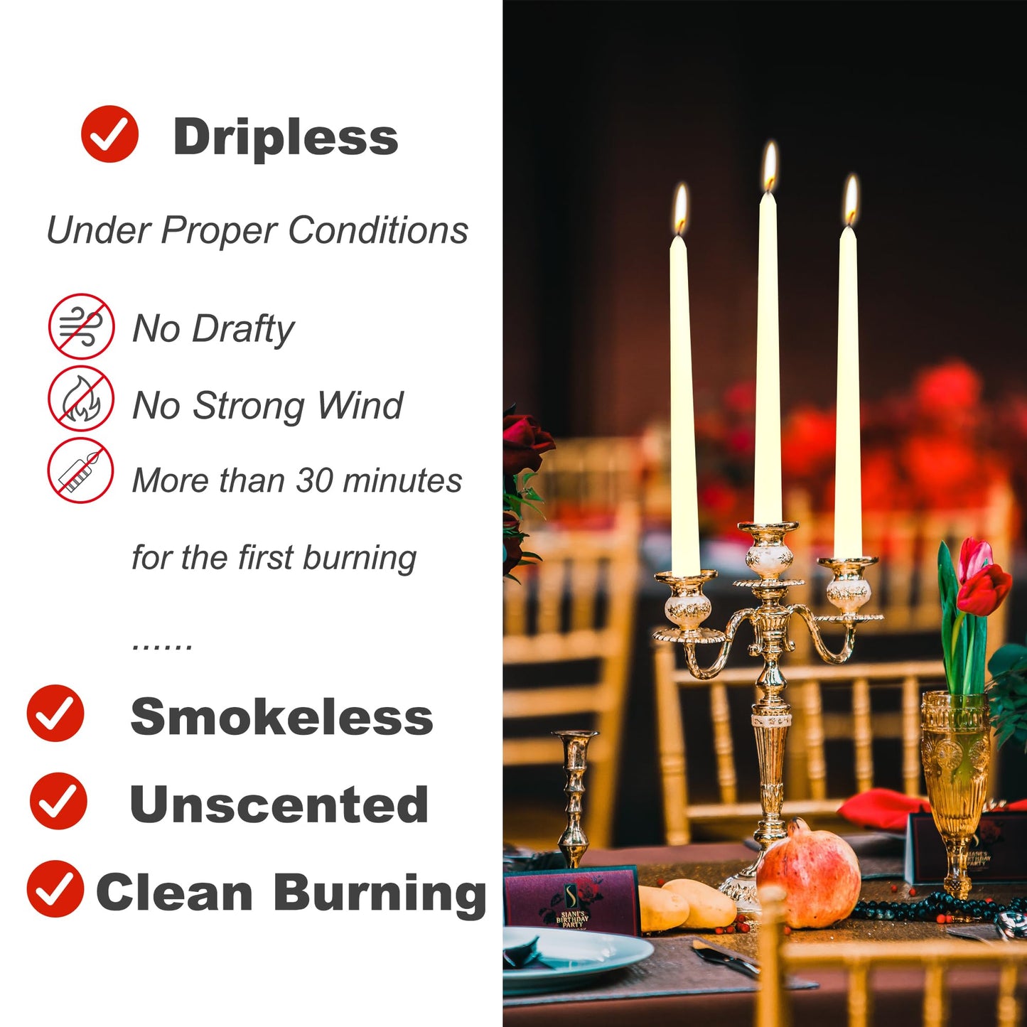 Taper Candles - 10in - White