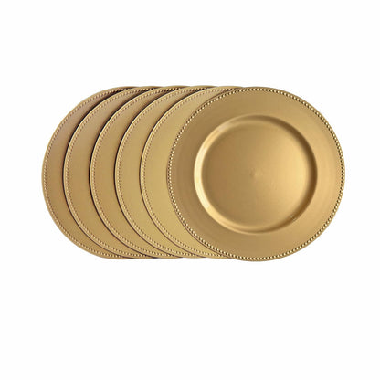 Beaded Plastic Charger Plates - Silver - Set of 12