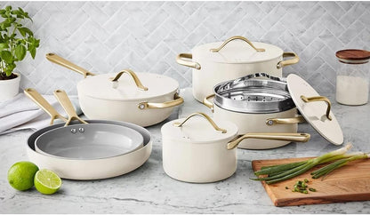 Member's Mark 11-Piece Modern Ceramic Cookware Set In Cream