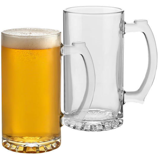 PARNOO Glass Beer Mug - Traditional 25 oz. - Set of 2
