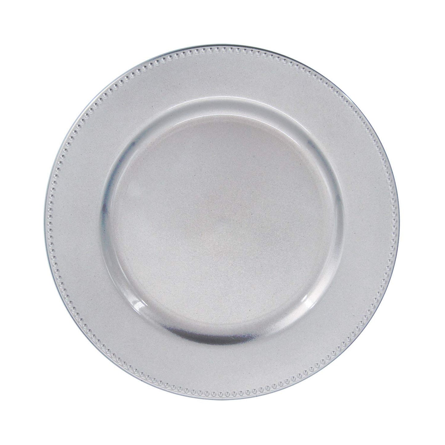 Beaded Plastic Charger Plates - Silver - Set of 12