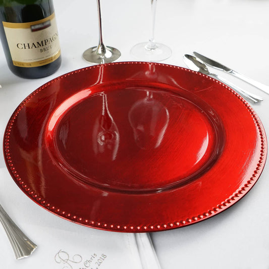 Table Cloths Factory Beaded Charger Plates - 13in - Set of 6