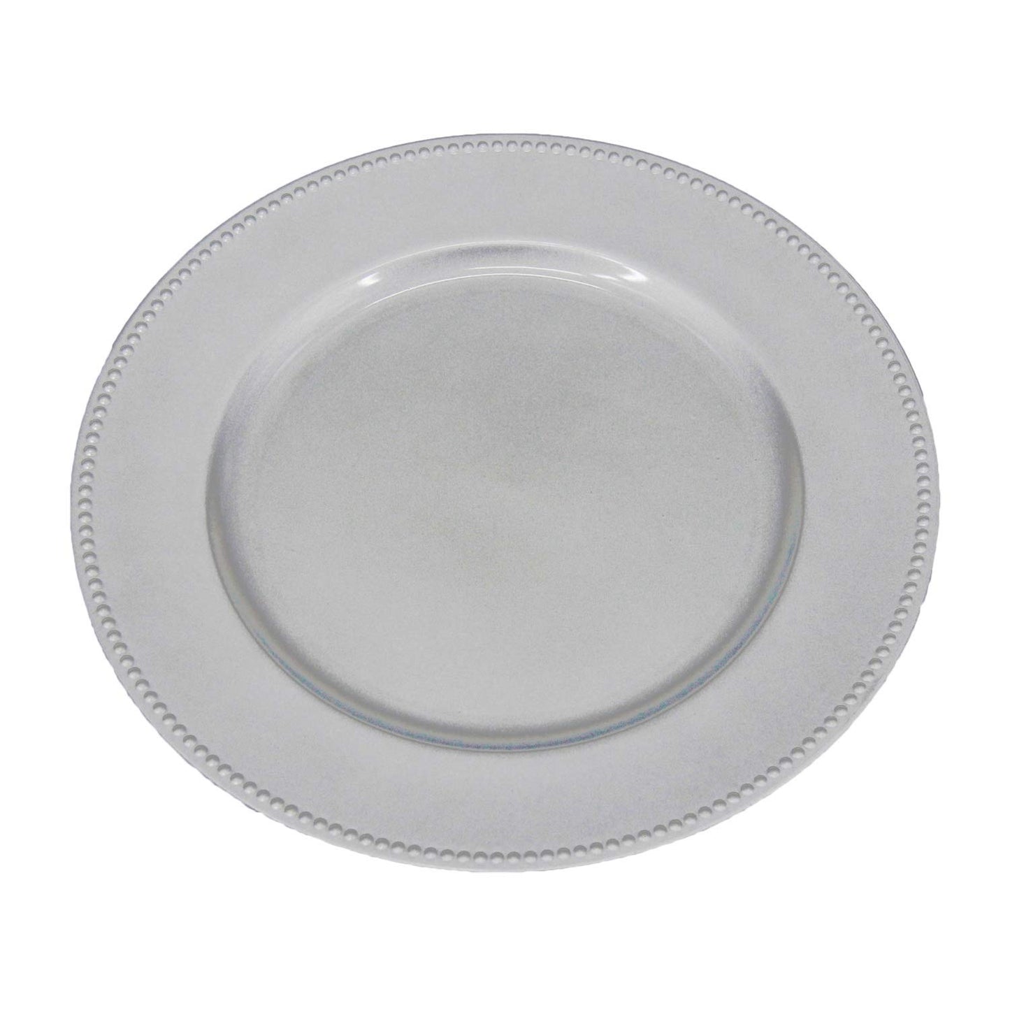 Beaded Plastic Charger Plates - Silver - Set of 12