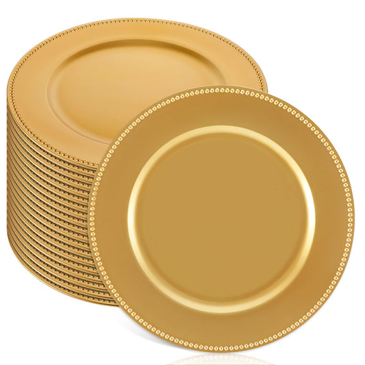 Plastic Gold Charger Plates 13" - 12 Set
