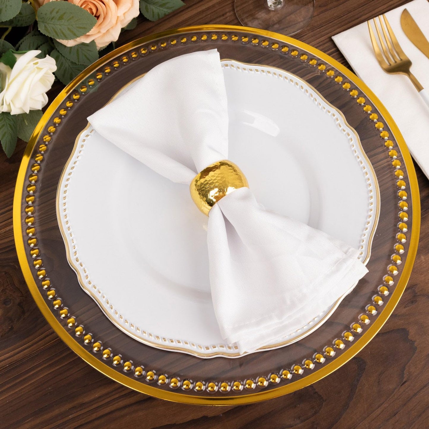 Table Cloths Factory Beaded Charger Plates - 13in - Set of 6