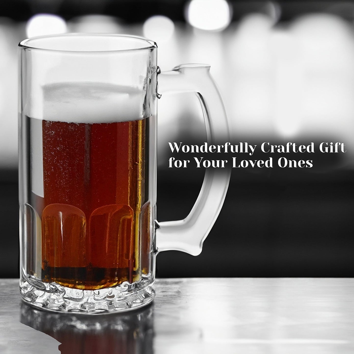 PARNOO Glass Beer Mug - Traditional 25 oz. - Set of 2