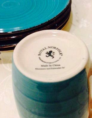 Coffee Mug Ceramic Set Of Four Turquoise Blue Royal Norfolk With Swirl Design