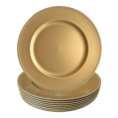 Beaded Plastic Charger Plates - Silver - Set of 12