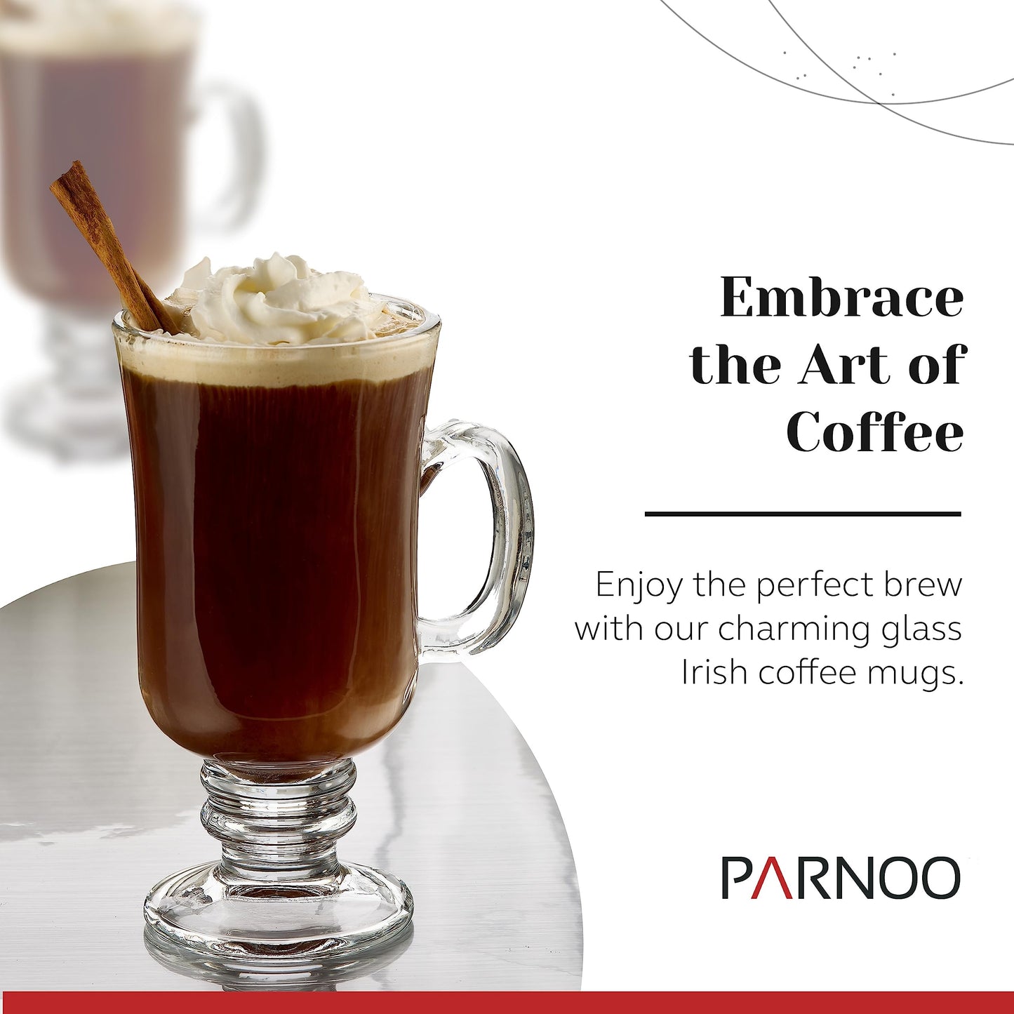 PARNOO Irish Coffee Mugs - 8 oz - Set of 4