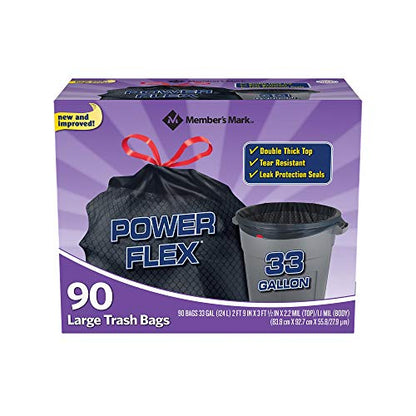 Member's Mark Power Flex 33-Gallon Large Trash Bags, 90 ct.
